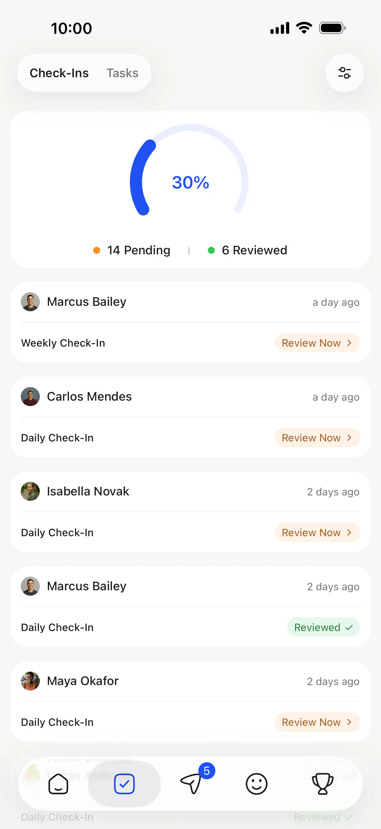 Check-ins example