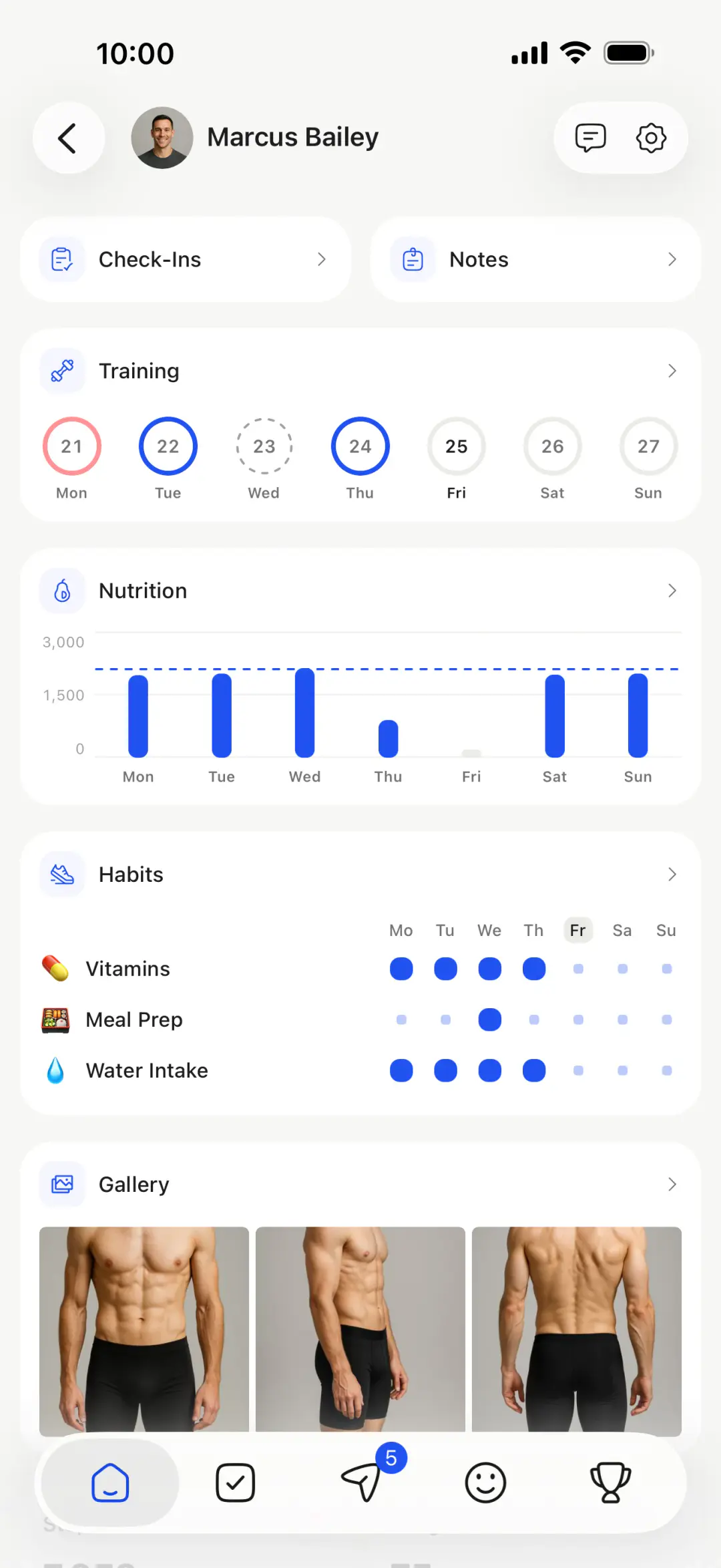 HubFit coach client profile