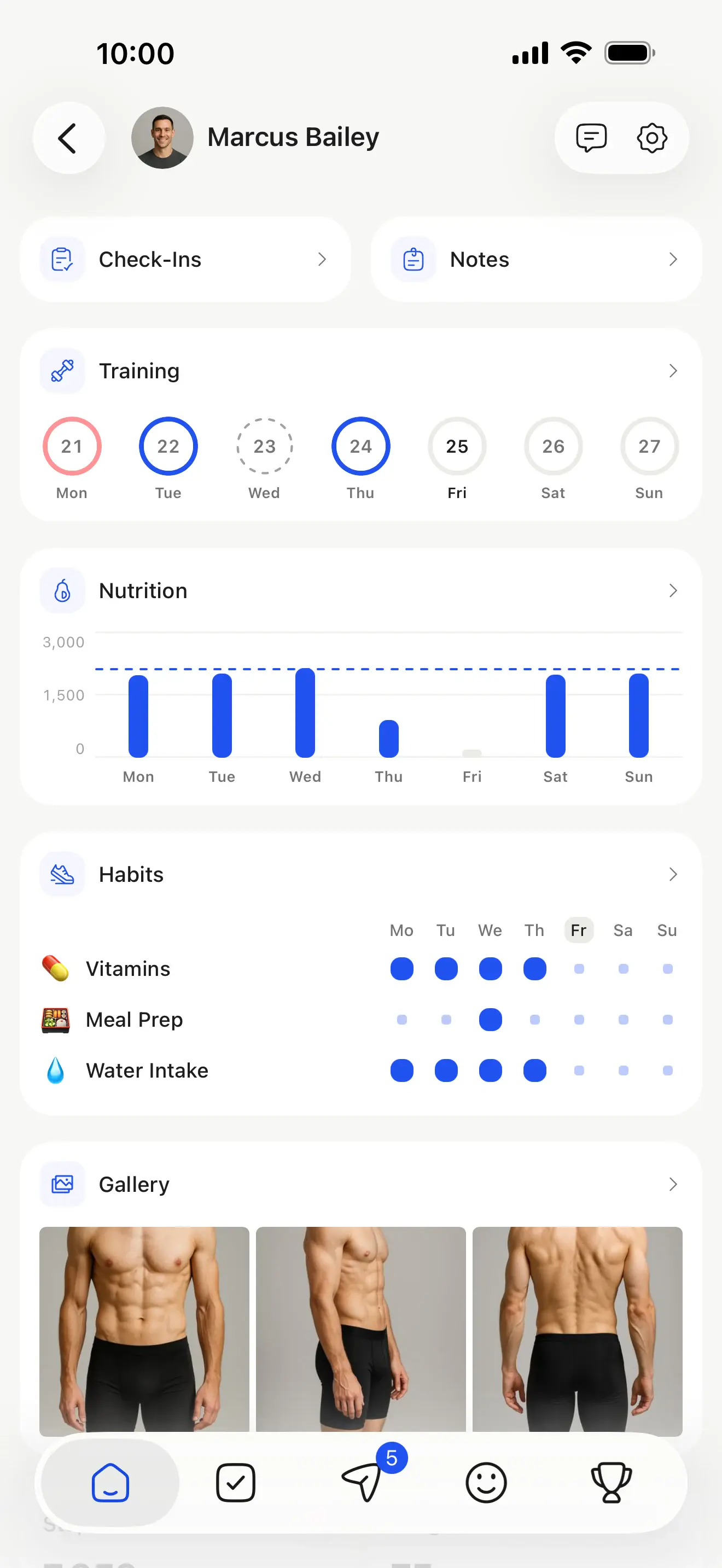 HubFit coach app client profile