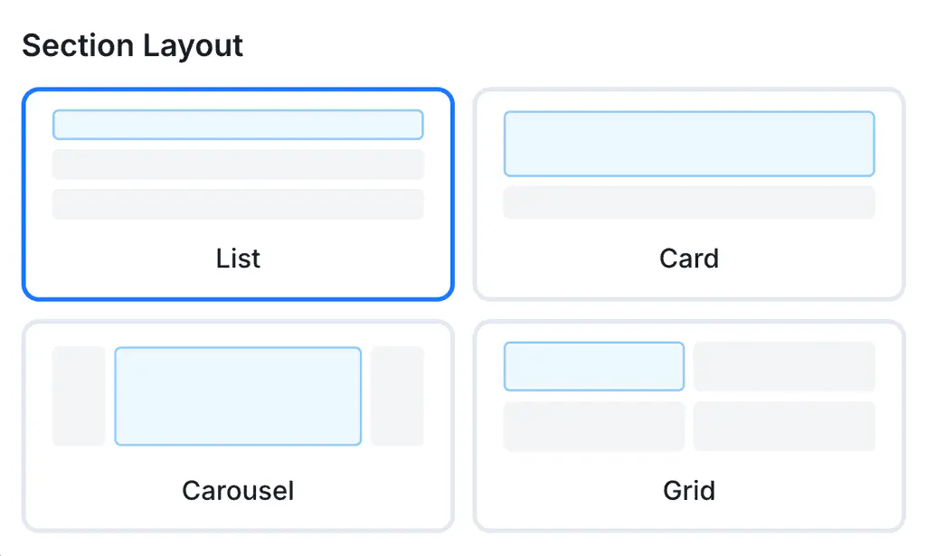 HubFit workout studio section layout options