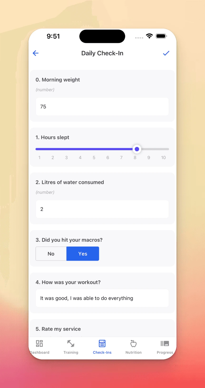 check-in client app
