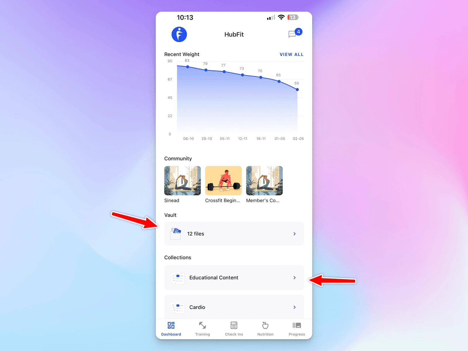 Hubfit client app - vault