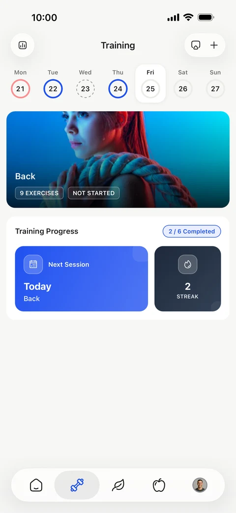 Training in the client app