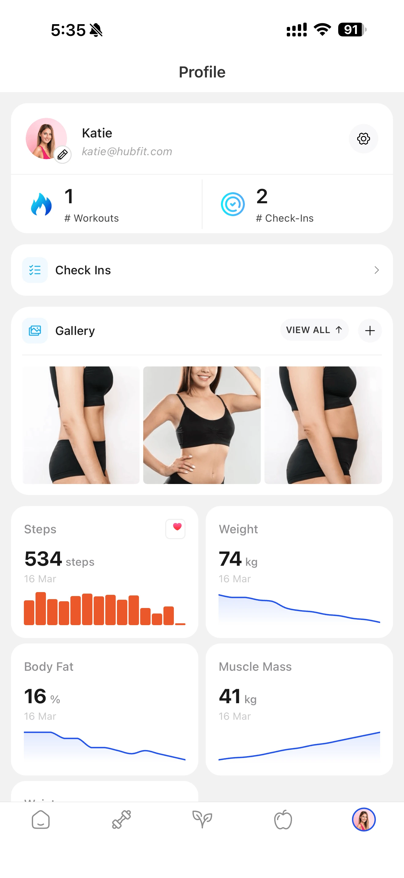 HubFit client app profile