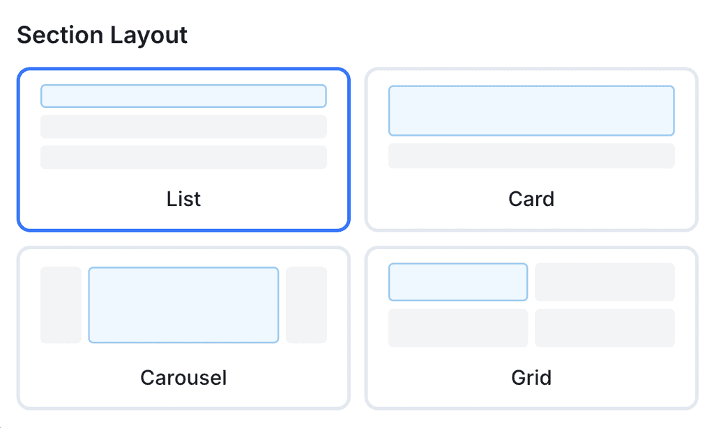 HubFit workout studio section layout options