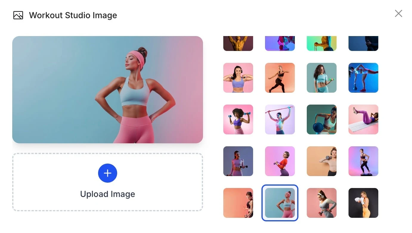 HubFit workout studio cover picker